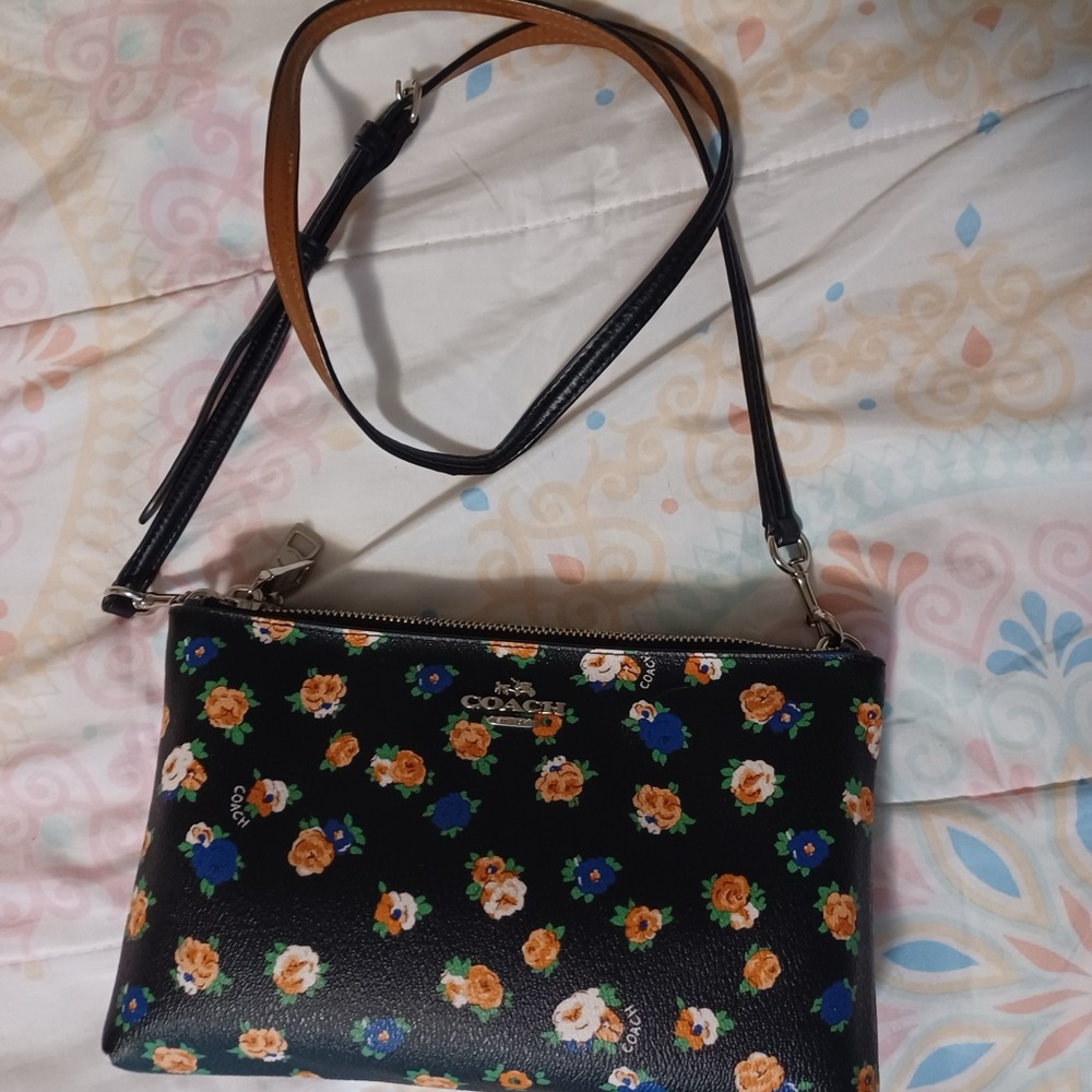 Coach Black Crossbody Bag with flower print